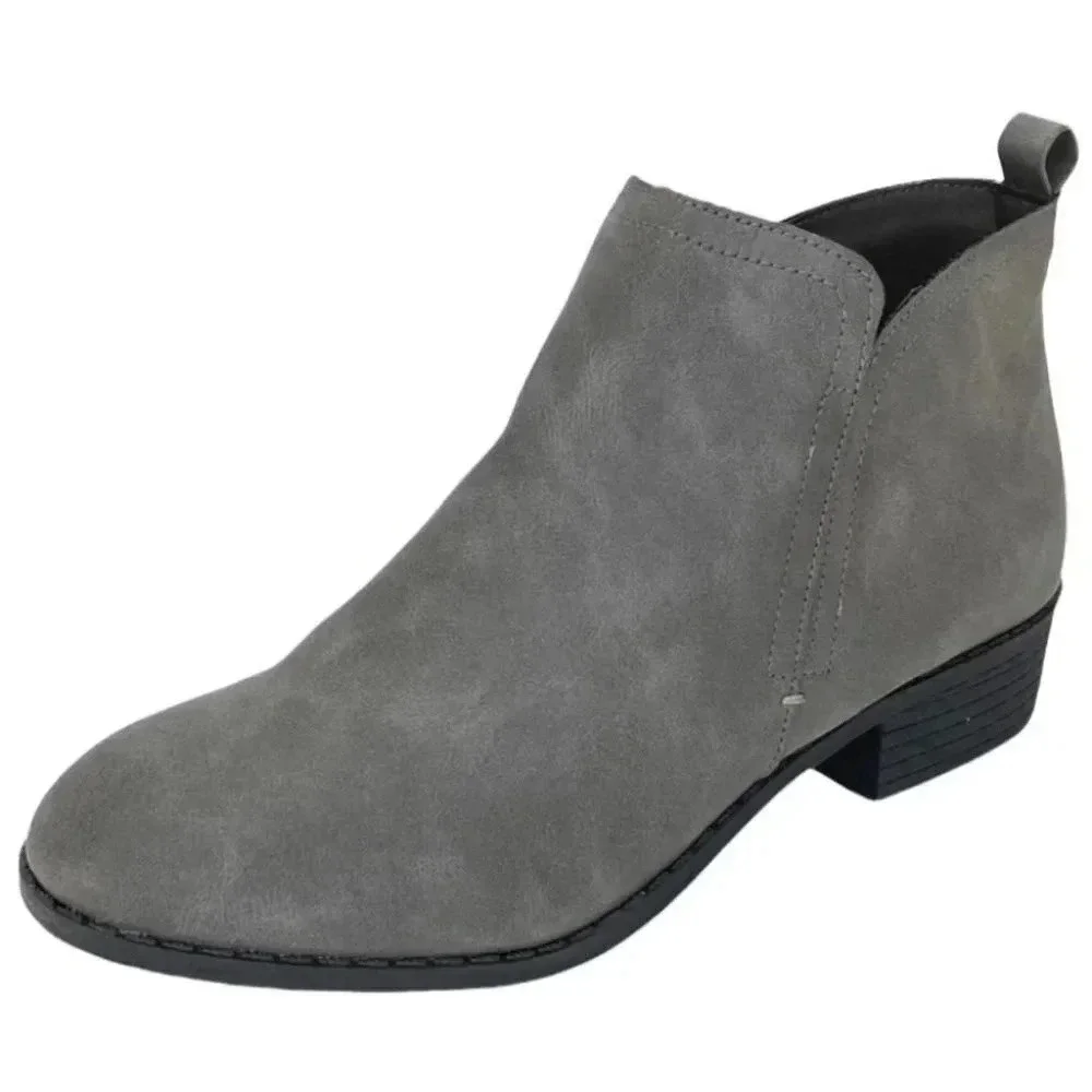 Sun + Stone Cadee Grey Faux Leather Womens Booties